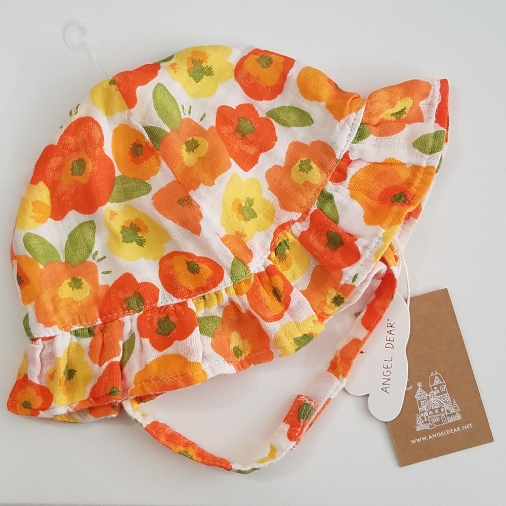LAST ONE!!! ☆ ANGELDEAR Baby Girl SUN HAT Orange Flowers